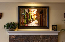 Framed Painting Over Fireplace